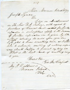 Letter from George M. Comfort to Joseph B. Lyman