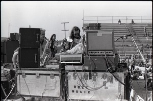 Hollywood Speedway Rock Festival: sound board and musicians at rock concert (probably during Jo Jo Gunne performance)