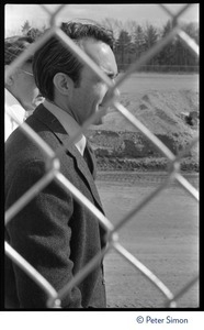 Attorney General of New Hamsphire David Souter seen behind a chainlink fence during the occupation of Seabrook Nuclear Power Plant