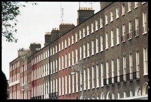 Row of brick buildings on Mount Street, Dublin