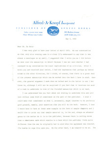 Letter from Alfred A. Knopf, Inc. to W. E. B. Du Bois