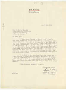 Letter from Andrew J. Allison to W. E. B. Du Bois