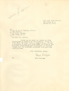 Letter from Edna Lonigan to W. E. B. Du Bois