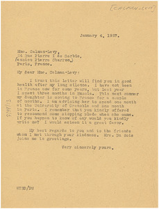 Letter from W. E. B. Du Bois to Dora Calmann-Levy