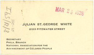 Julian St. George White business card