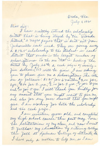 Letter from Thelma E. Menchan to W. E. B. Du Bois