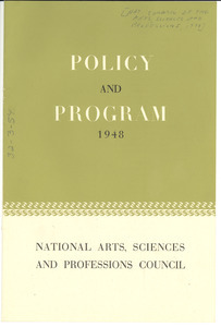 National Council of Arts, Sciences and Professions policy and program