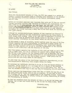 Circular letter from Fair Play for Cuba Committee to W. E. B. Du Bois