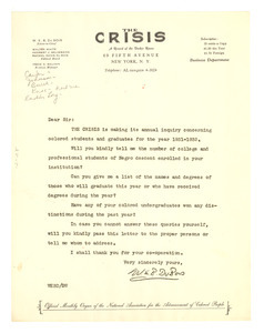 Form letter from Crisis to unidentified correspondent