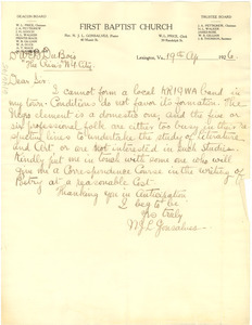 Letter from Neol J. L. Gonsalves to W. E. B. Du Bois