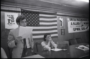 Student Mobilization Committee to End the War in Vietnam meeting against SDS violence