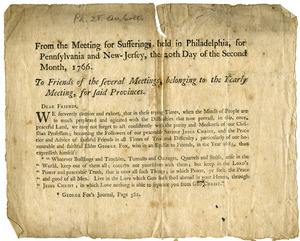 From the Meeting for Sufferings, held in Philadelphia, for Pennsylvania and New-Jersey, the 20th day of the second month, 1766