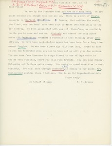 Transcript of letter from S. H. Greene to Erasmus Darwin Hudson