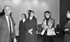 Mayor Kevin H. White with unidentified people at the Strand Theatre