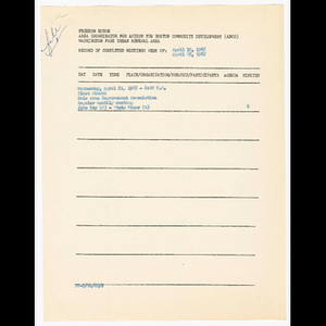 Minutes and attendance list for Dale Area Improvement Association meeting on April 21, 1965