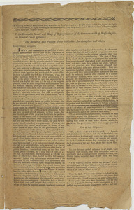 The following Memorial and petition, being now before the legislature, and as a Decision thereon which may support the Credit of this Government...November, 1796.