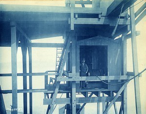Elevated hoisting engine on coal wharf;