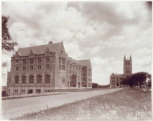 St. Mary's Hall and Gasson Hall on Boston College's early Chestnut Hill campus