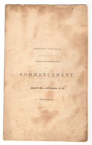 Amherst College Commencement program, 1837 August 23