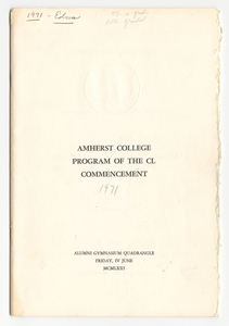 Amherst College Commencement program, 1971 June 4