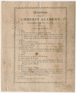 Amherst Academy exhibition program, 1817 November 18