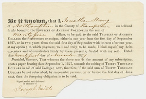 Jonathan Strong subscription promissory note, 1827 November 21