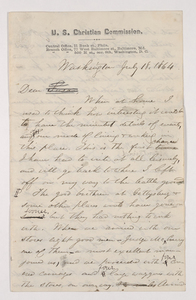 Sidney Brooks letter to Susan Brooks, 1864 July 18
