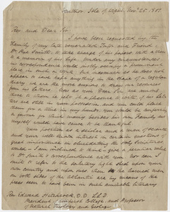 John Medway letter to Edward Hitchcock, 1851 November 25