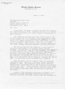 Letter to Robert Dole from Senator Paul E. Tsongas, Alfonse D'Amato, Lowell P. Weicker, Jr., and Jim Sasser regarding industrial development bonds (IDBs) H.R.4170.