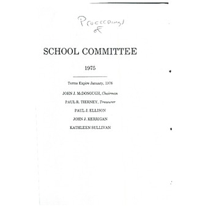 Proceedings of School Committee 1975.