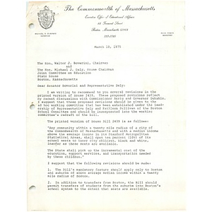 Letter, Walter J. Boverini and Michael J. Daly, March 10, 1975.