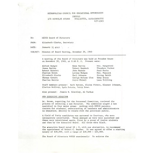 Memo, minutes of board meeting, November 20, 1969.