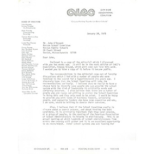 Letter, John O'Bryant, January 24, 1978.