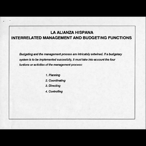 La Alianza Hispana interrelated management and budgeting functions