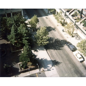 Bird's-eye view of a street corner in Villa Victoria.