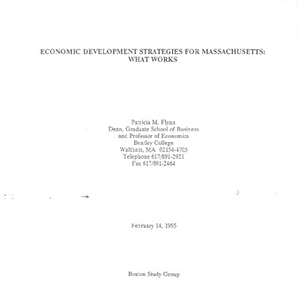 Outline of a presentation at an unknown event, entitled "Economic Development Strategies for Massachusetts: What Works"