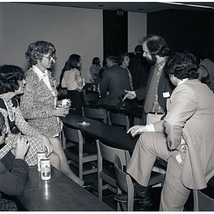 School of Law students and faculty at a pizza party