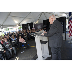 Dr. George J. Kostas gives a speech at the groundbreaking ceremony
