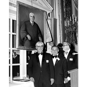 President Asa Knowles unveils a portrait of Judge Francis J. Quirico