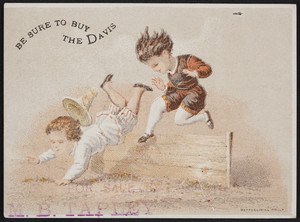 Trade card for the Davis Vertical Feed Sewing Machine, Davis Sewing Machine Co., Watertown, New York, undated