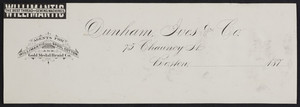 Letterhead for Dunham, Ives & Co., 75 Chauncy Street, Boston, Mass., 1870s