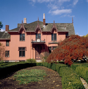 View of south facade in autumn, Roseland Cottage, Woodstock, Conn.