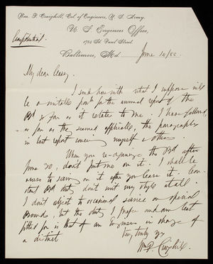 [William] P. Craighill to Thomas Lincoln Casey, June 14, 1888