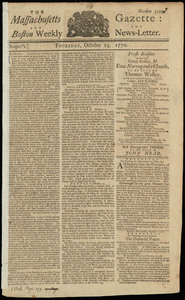 The Massachusetts Gazette: and the Boston Weekly News-Letter, 25 October 1770