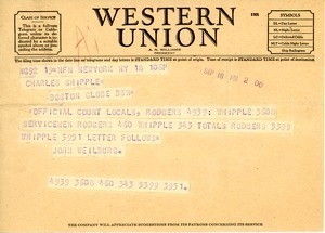 Telegram from John Weilburg to Charles L. Whipple