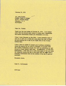 Letter from Mark H. McCormack to John Tindal