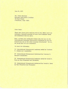 Letter from Mark H. McCormack to Frank Sherman