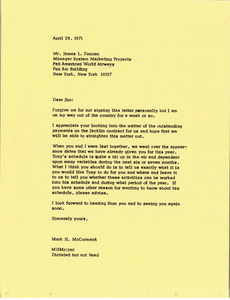 Letter from Mark H. McCormack to James L. Fannan