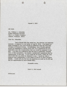 Letter from Mark H. McCormack to William S. Schindler