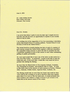 Letter from Mark H. McCormack to John Arthur Brown